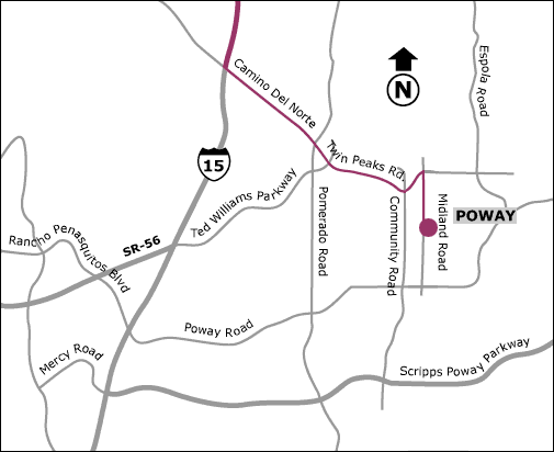 Map from I-15 South